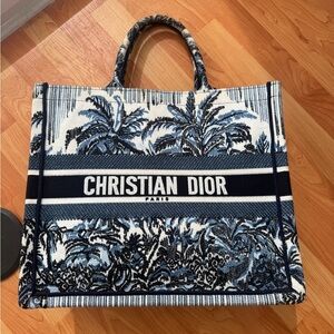 Dior Navy and White Canvas Tote